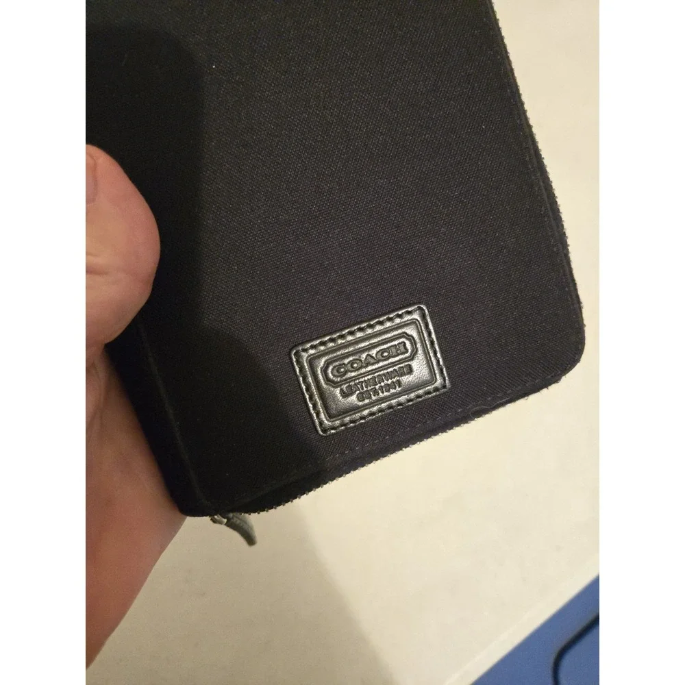 COACH Black Slim Business Card Holder Full Zip Organizer leather interior. In...